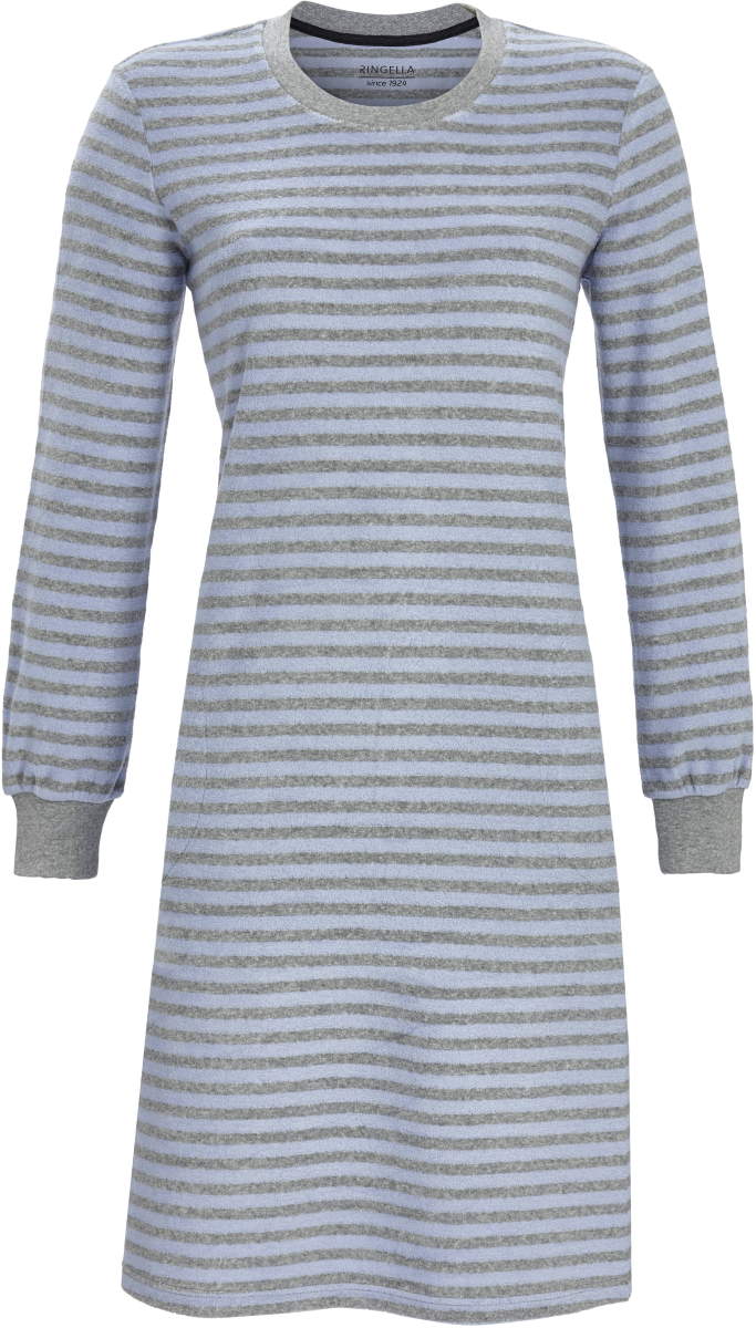 Badstoffen nachthemd blauw grijs