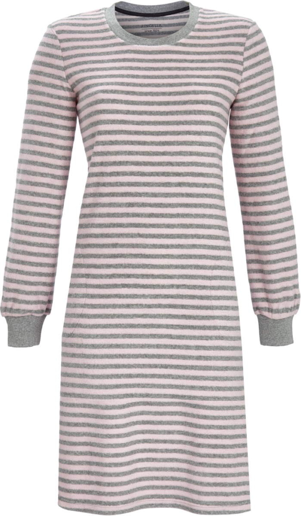 Badstoffen nachthemd roze grijs