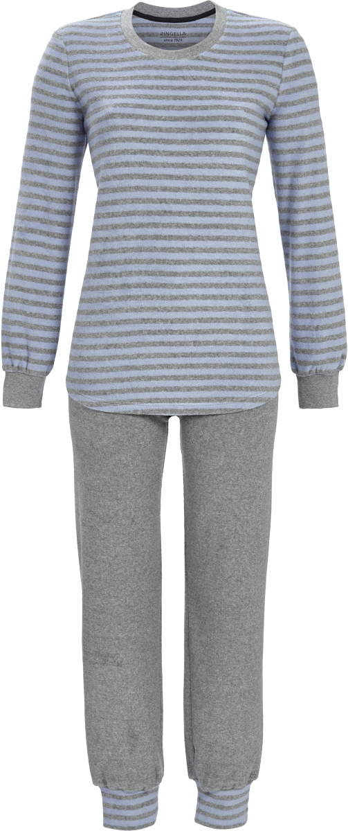 Badstoffen pyjama blauw grijs