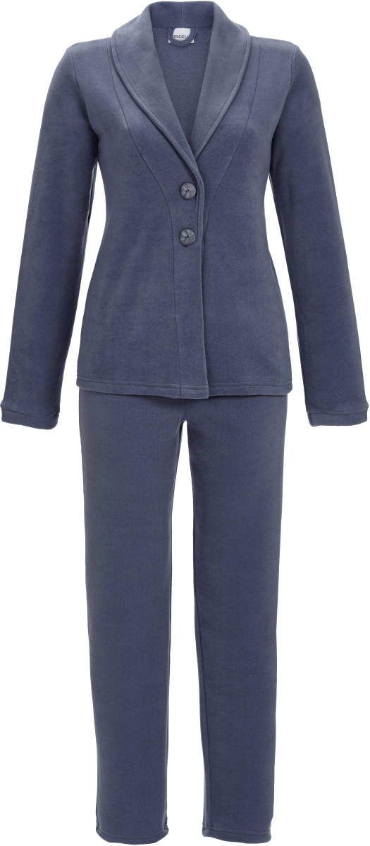 Chique fleece doorknooppyjama blauw