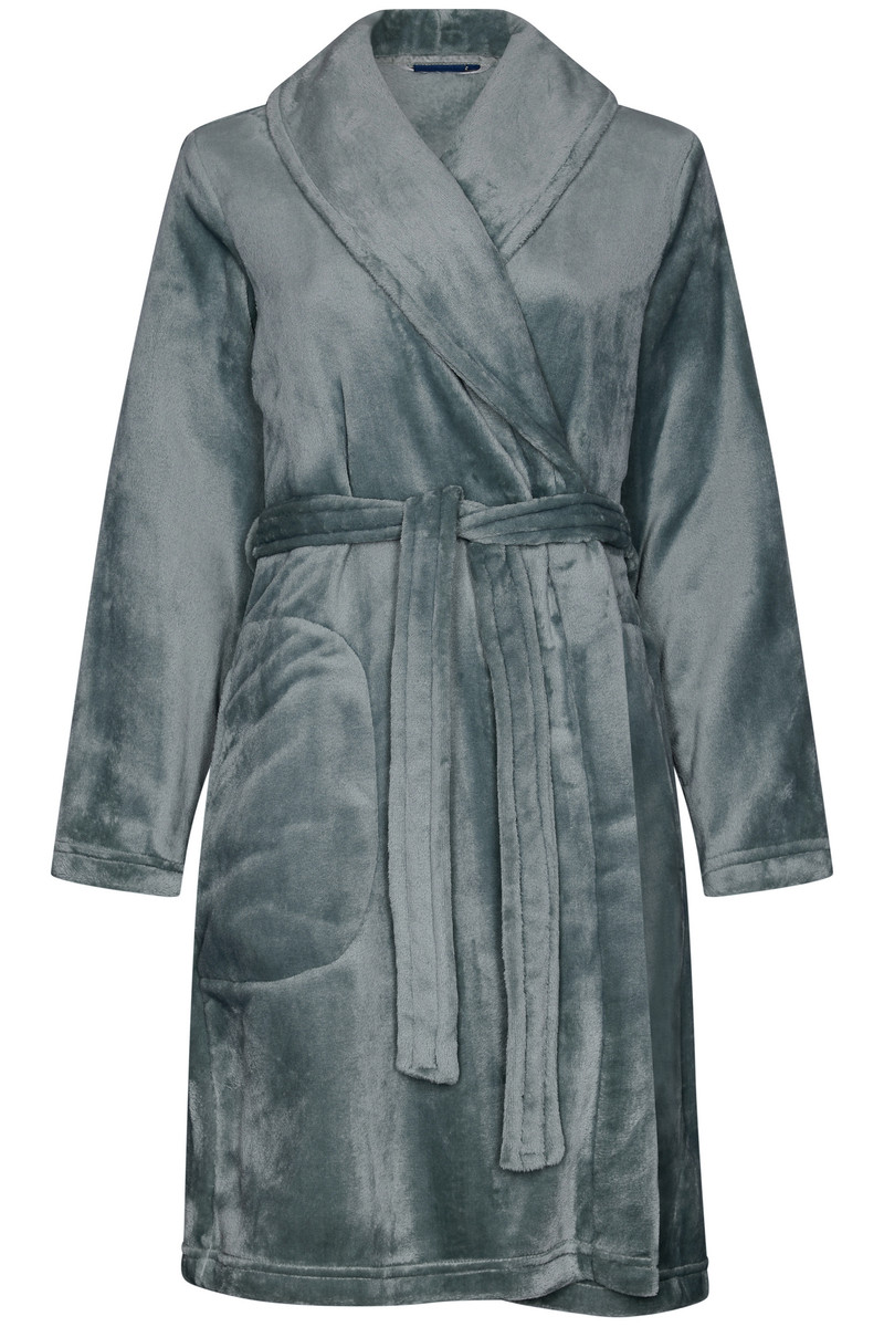 Fleece blauwgroene badjas Pastunette