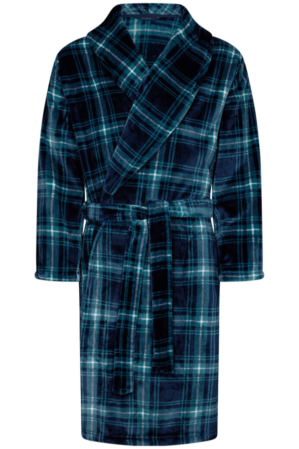 Flanellen geruite badjas heren