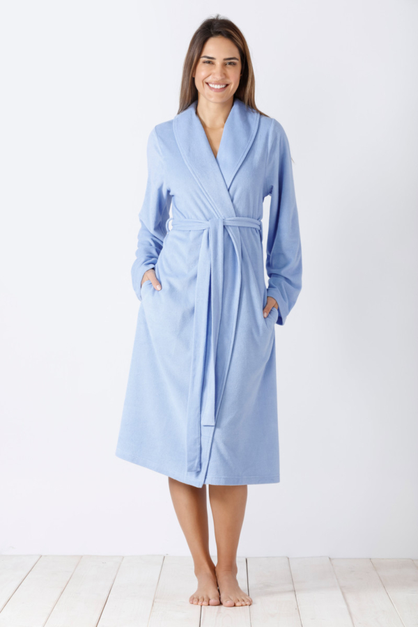 Blauwe badstof dames badjas Hajo