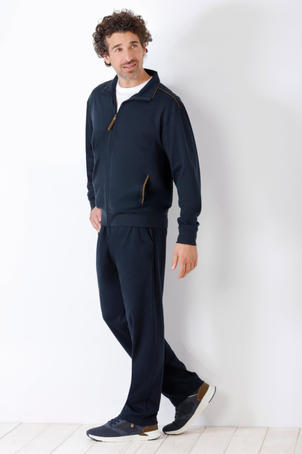 Blauw heren huispak interlock Hajo