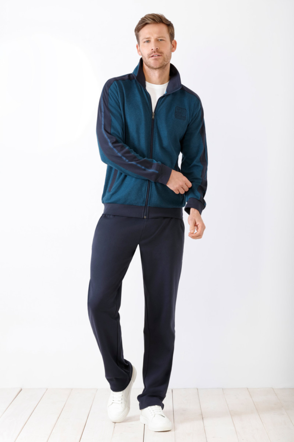 Sportief blauw heren huispak Hajo interlock