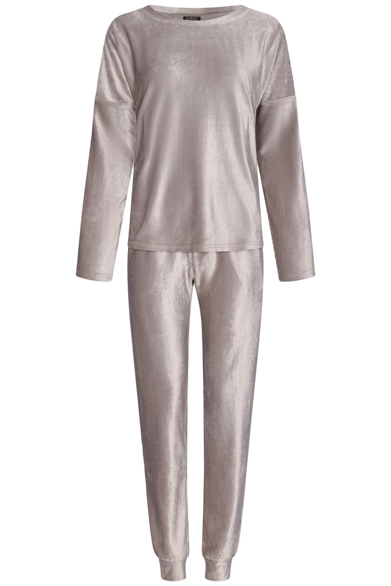 Taupe velours huispak Pastunette