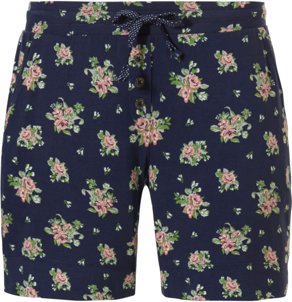 Blauwe pyjamashort roosjes Pastunette