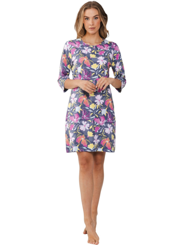 Grijs gebloemd nachthemd Pastunette