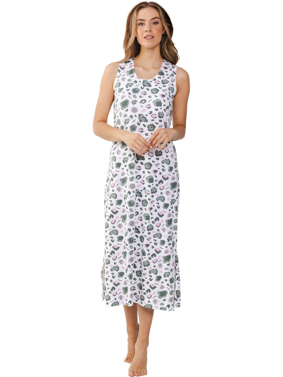 Lang katoenen nachthemd panterprint