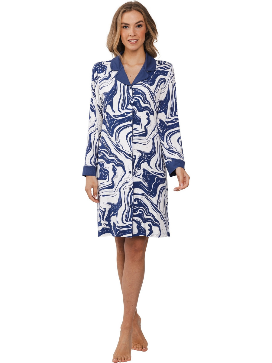 Speels blauw doorknoopnachthemd