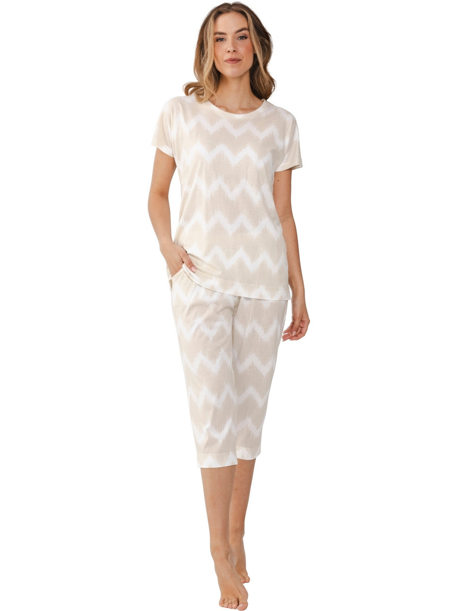 Duurzame pyjama beige zigzag