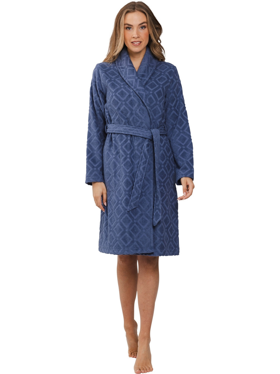 Paarsblauwe badstoffen badjas Pastunette