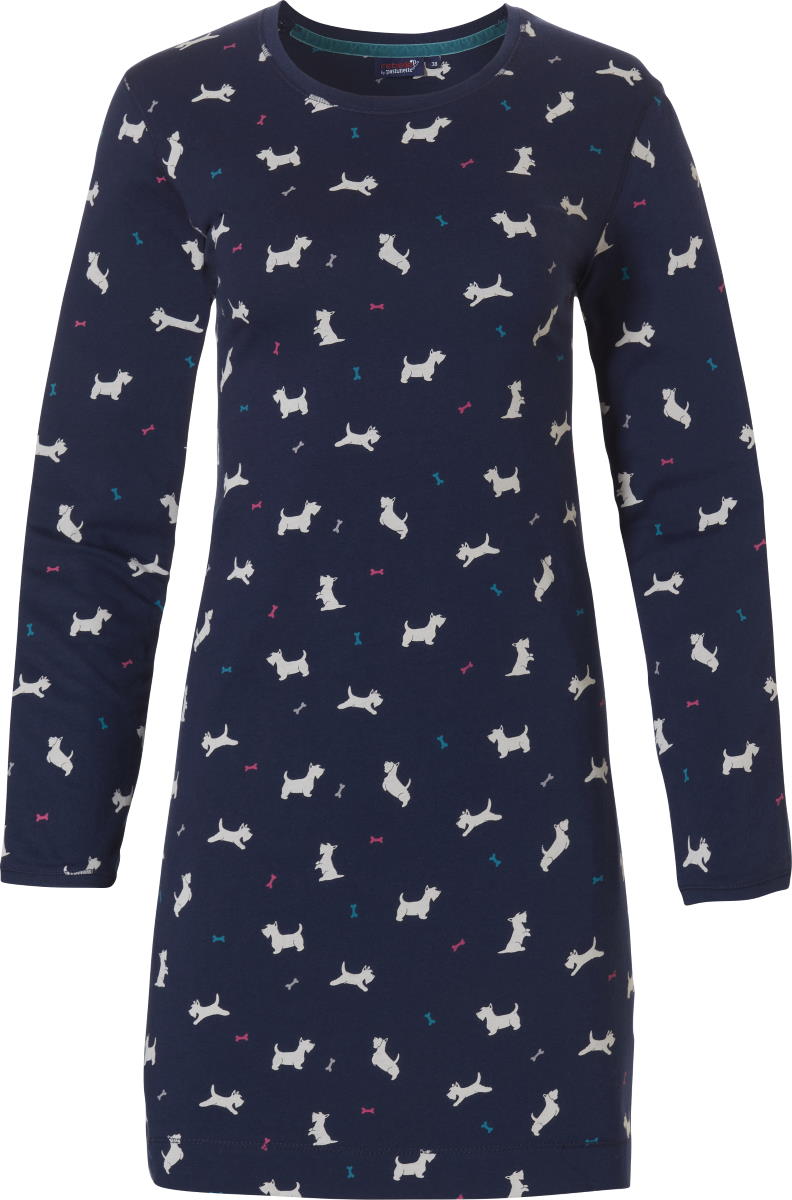 Blauw hondjes nachthemd katoen