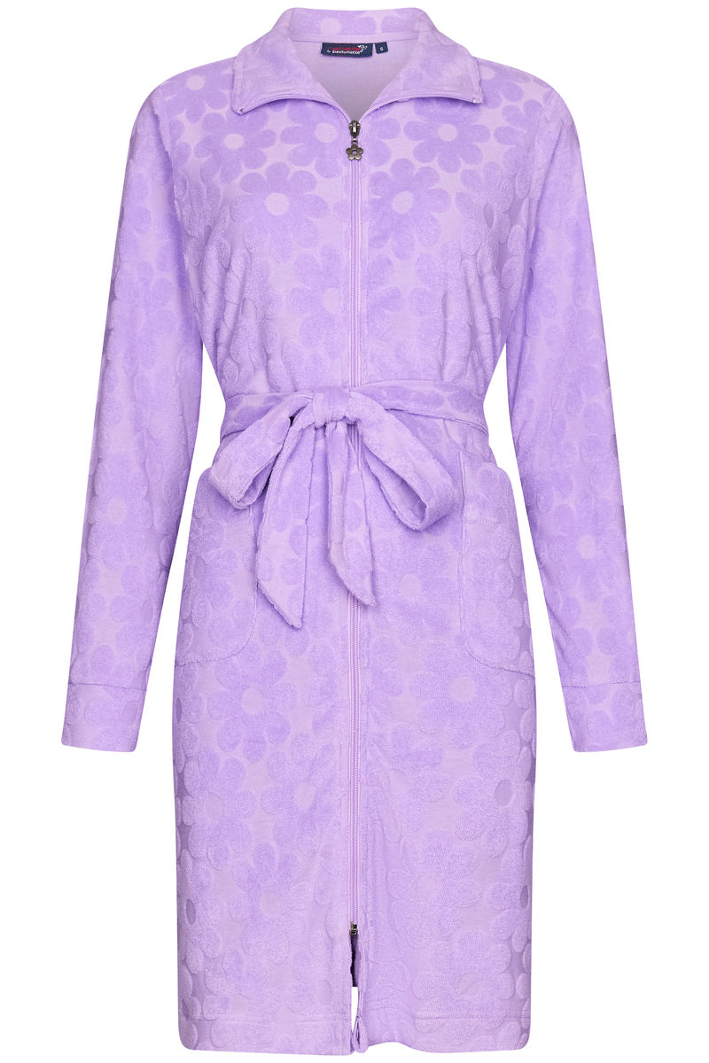 Paarse badstof badjas Rebelle met rits