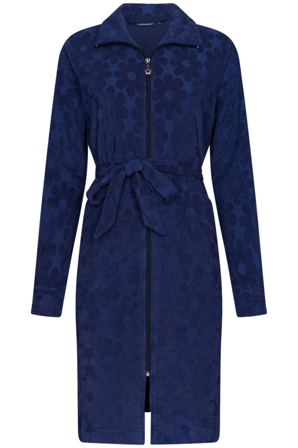 Blauwe badstof badjas Rebelle met rits