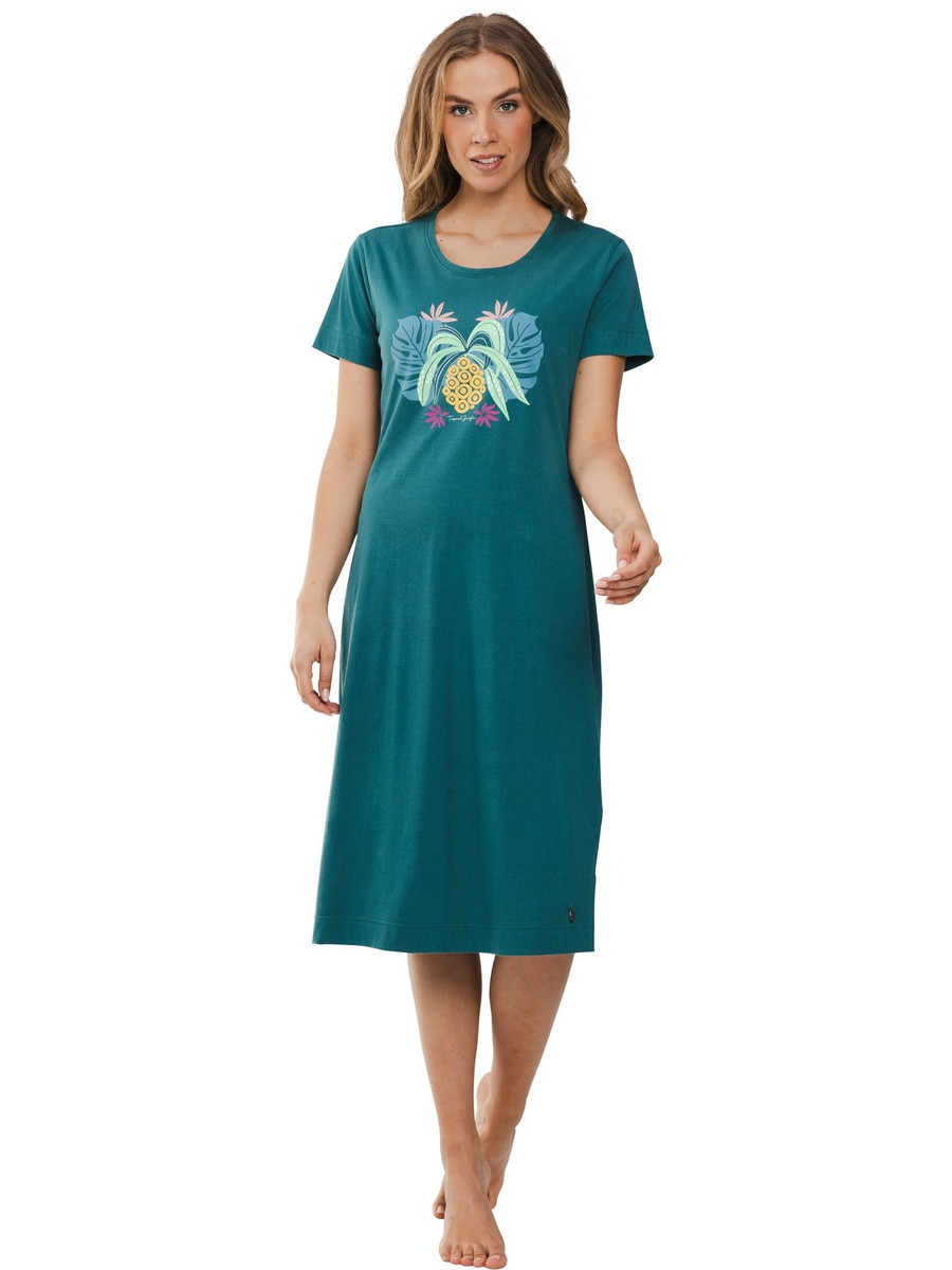 Duurzaam katoenen nachthemd turquoise