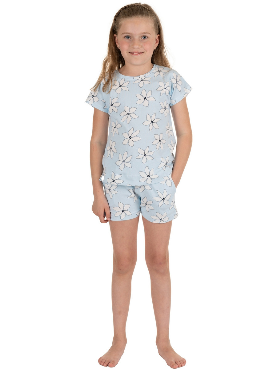 Katoenen meisjes shortama bloemen