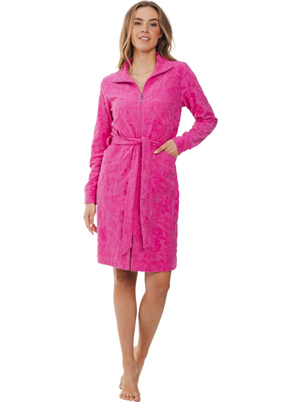 Felroze badstof badjas Rebelle