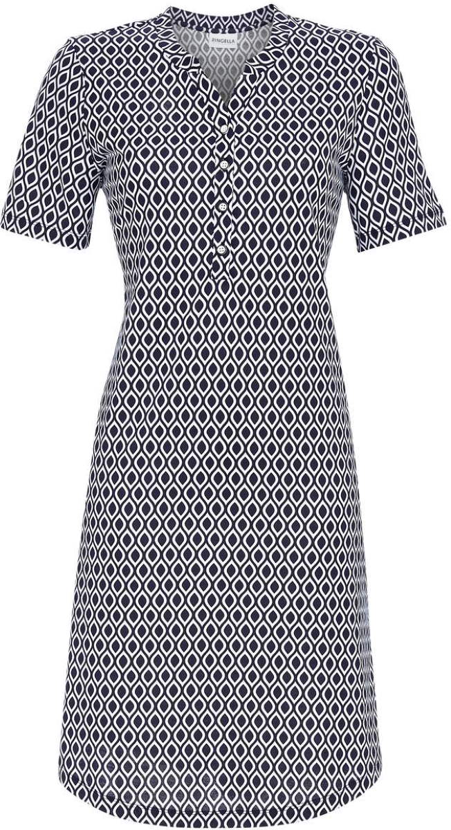 Katoenen Ringella nachthemd nachtblauw