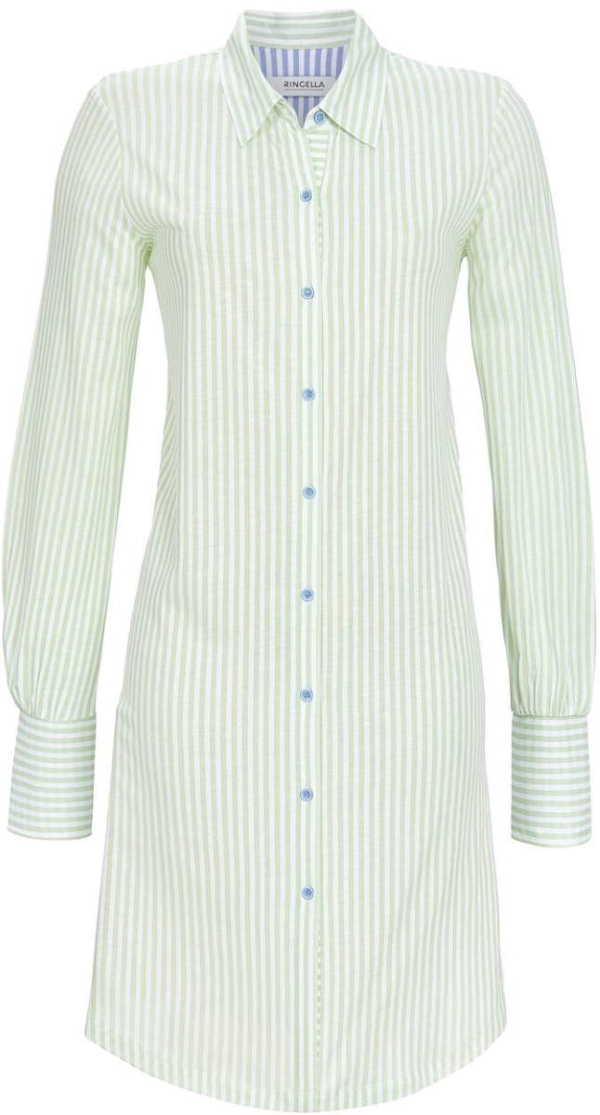 Aquagroen strepen doorknoopnachthemd