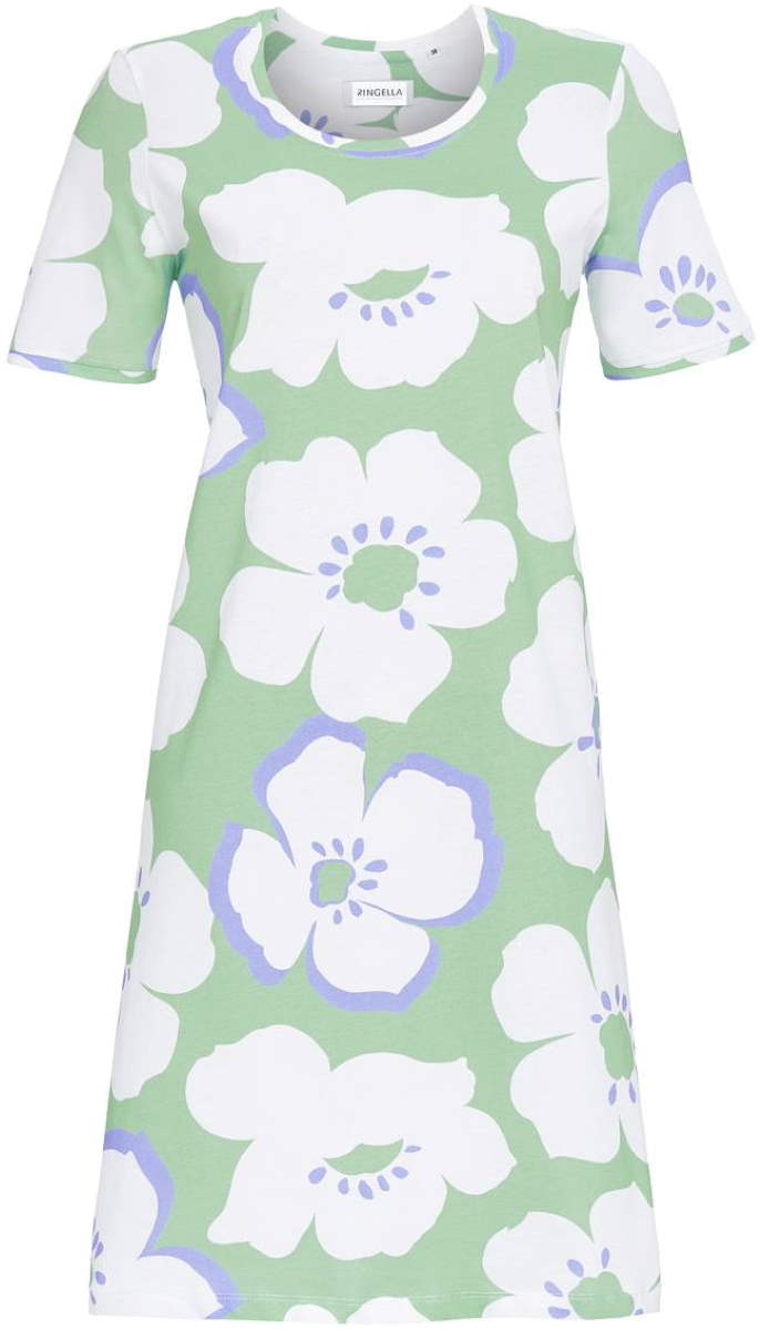 Palmgroen bloemen nachthemd katoen