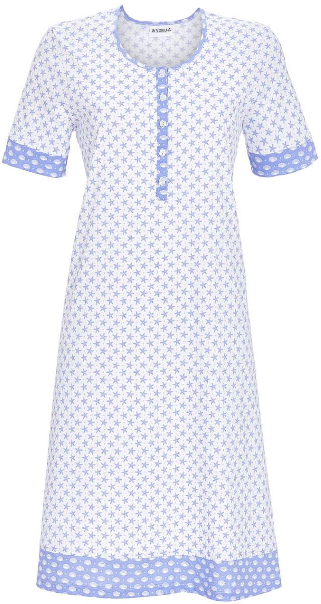 Katoenen nachthemd zeesterren blauw