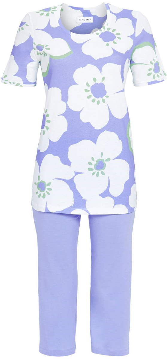 Helderblauwe bloemen pyjama katoen