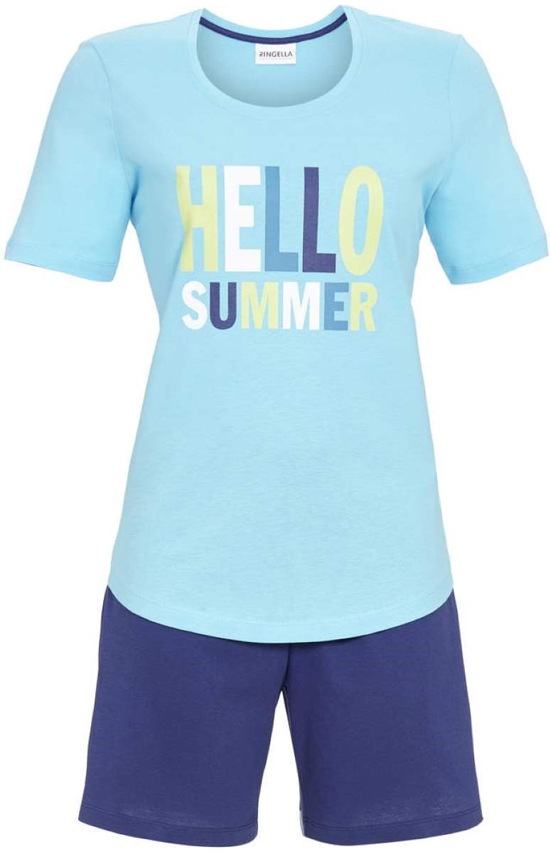 Turquoise shortama zomer katoen