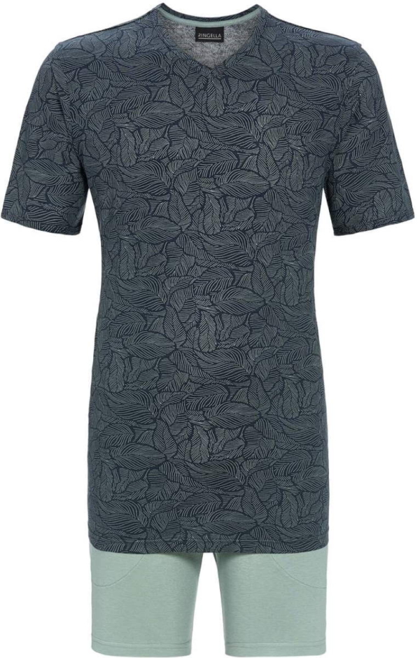 Heren shortama bladeren antraciet