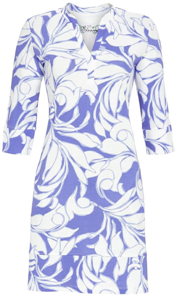 Nachthemd abstracte bloemen blauw