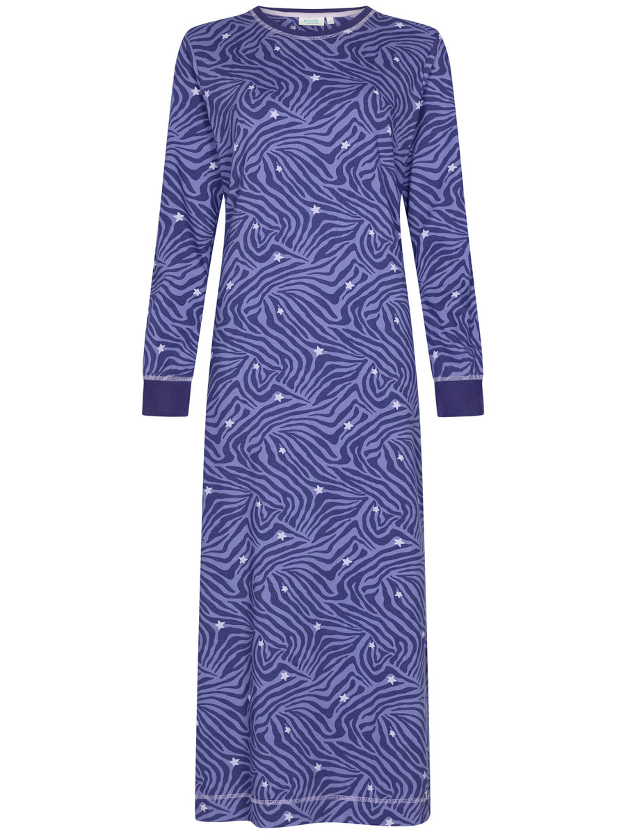 Katoenen nachthemd paars en blauwe zebrastrepen