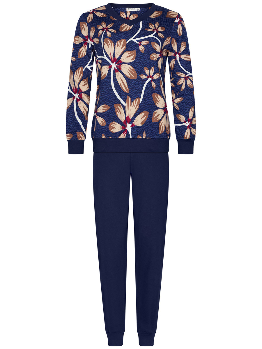 Warme katoenen marineblauwe pyjama