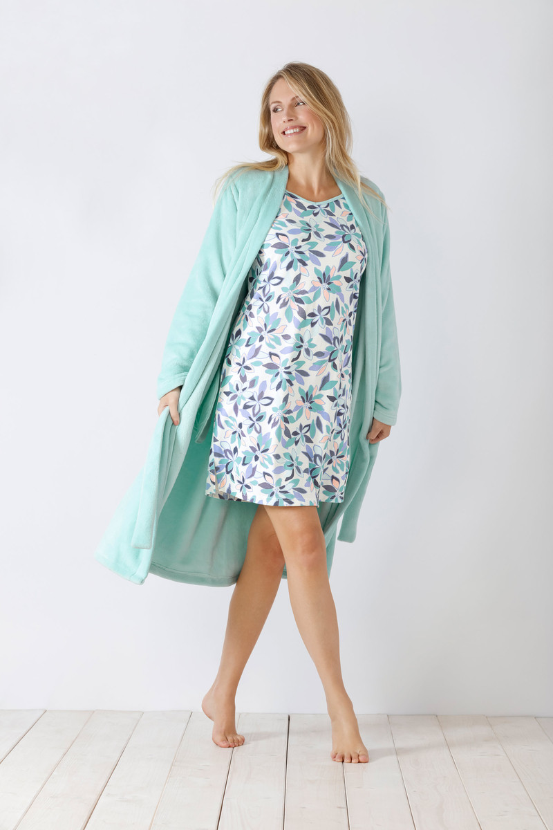 Zachte turquoise velours fleece dames badjas