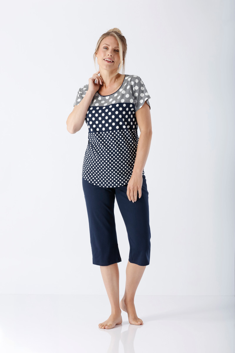 Hajo dames pyjama donkerblauw en stippen