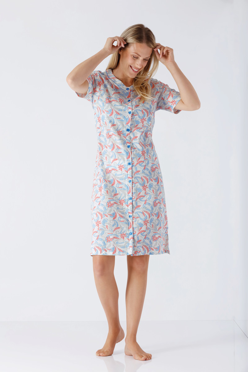 Hajo doorknoop nachthemd Paisley en bloemen