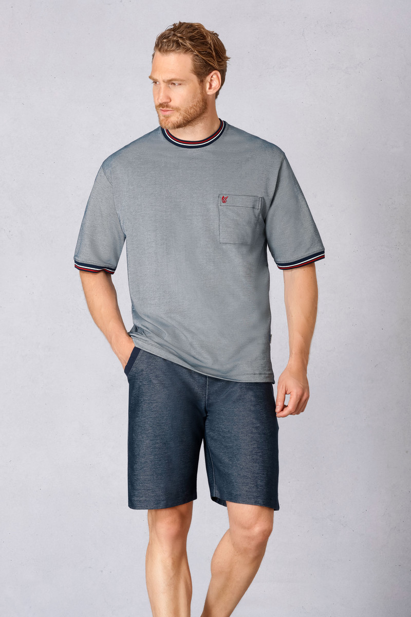 Marine blauwe heren shortama Hajo