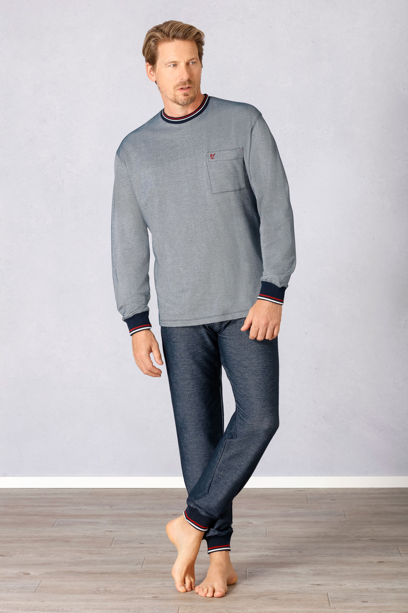 Marine blauwe heren pyjama Hajo