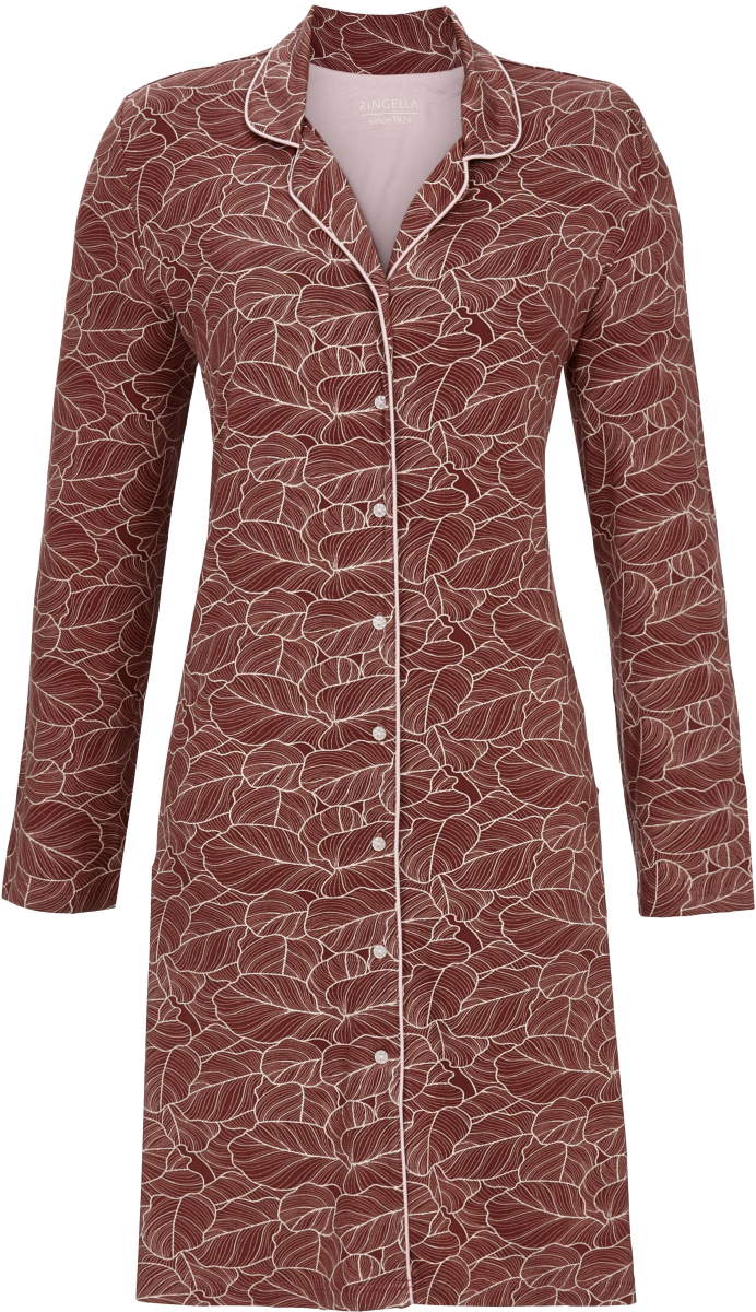 Bruin doorknoopnachthemd organische print