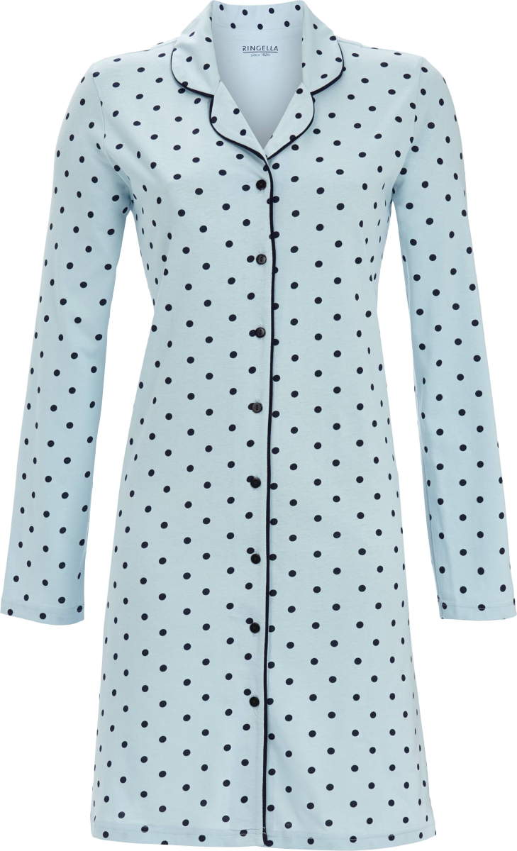 Katoenen doorknoopnachthemd ijsblauw