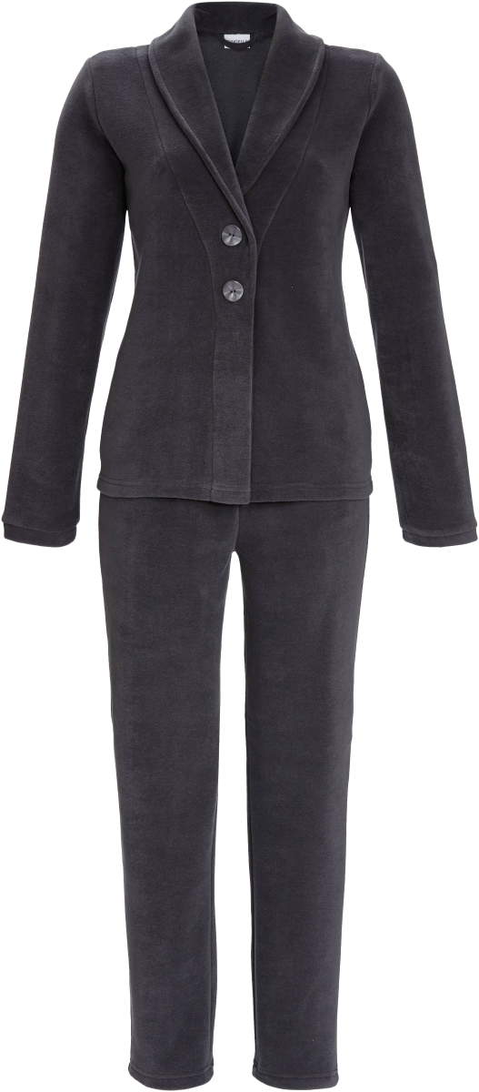 Chique fleece doorknooppyjama grijs