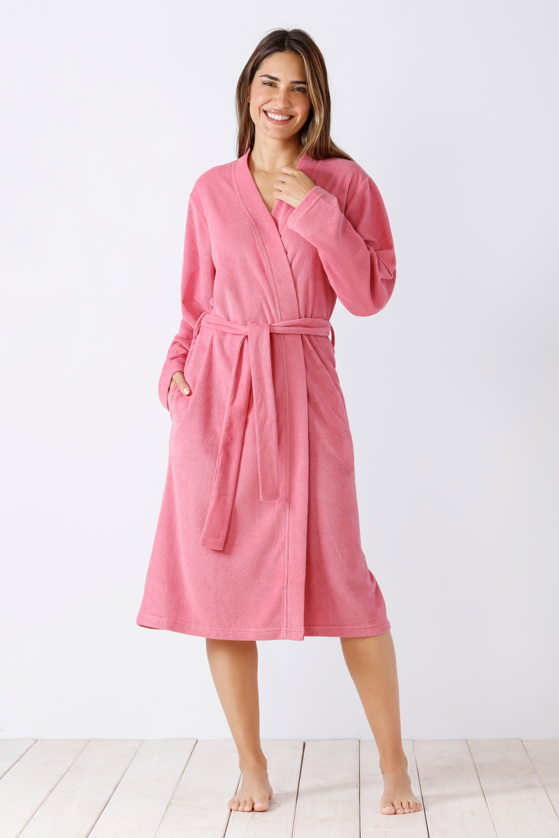 Roze badstof badjas Hajo