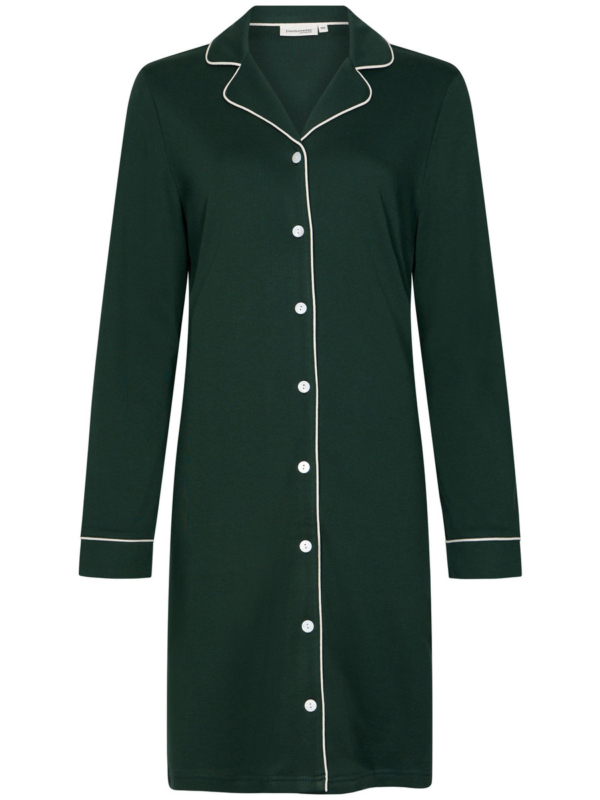 Warm katoenen doorknoopnachthemd groen