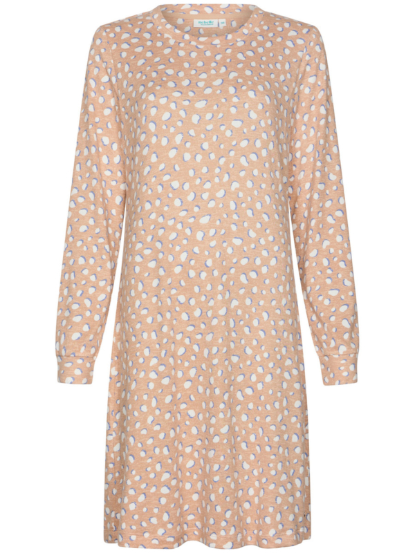 Perzikfleece nachthemd speelse vlekken