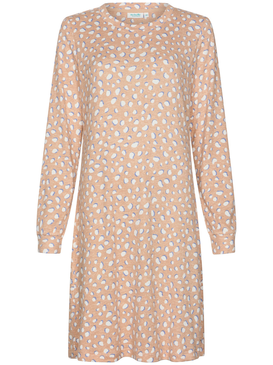 Perzikfleece nachthemd speelse vlekken