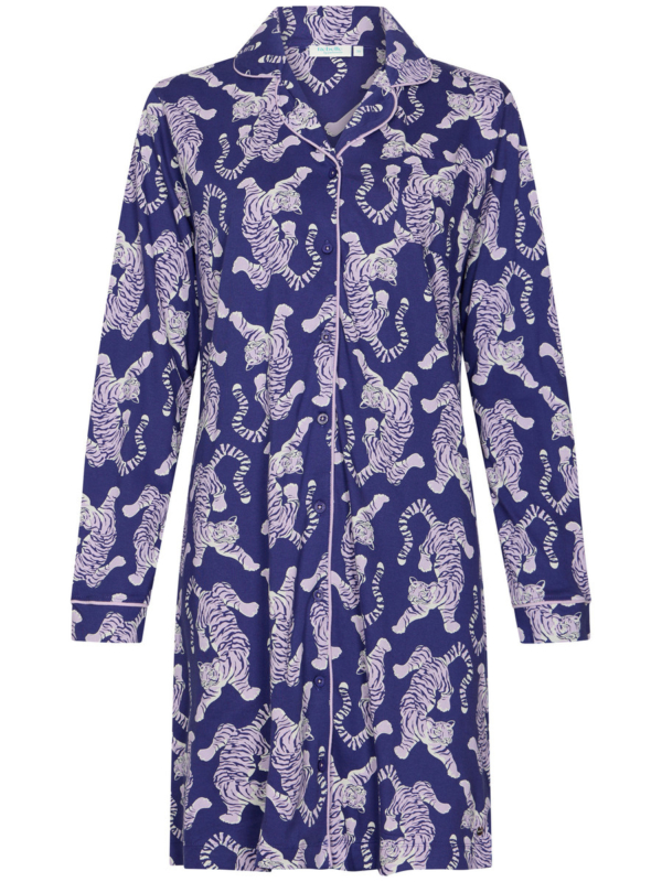 Katoenen doorknoopnachthemd tijgers