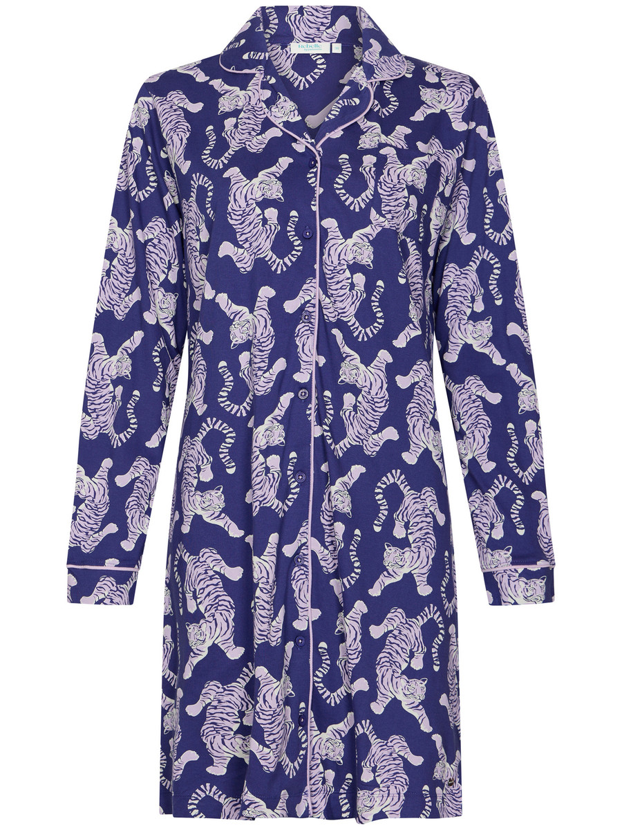 Katoenen doorknoopnachthemd tijgers