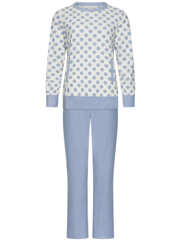 IJsblauwe polkastippen pyjama badstof