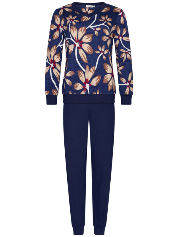 Warme katoenen marineblauwe pyjama