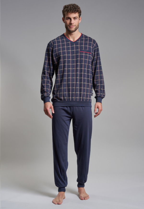 Blauw geruite herenpyjama Gotzburg