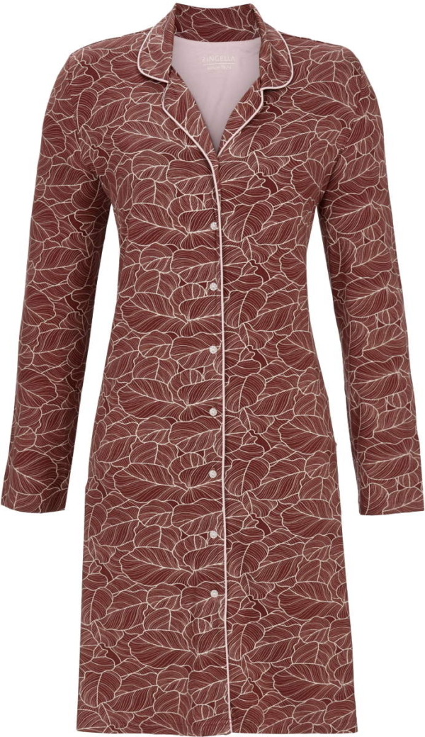 Bruin doorknoopnachthemd organische print